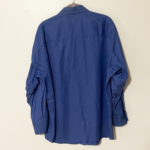 Kenneth Cole Solid Blue Men’s Long Sleeve Button Down Dress Shirt Large 16 - Picture 2 of 6